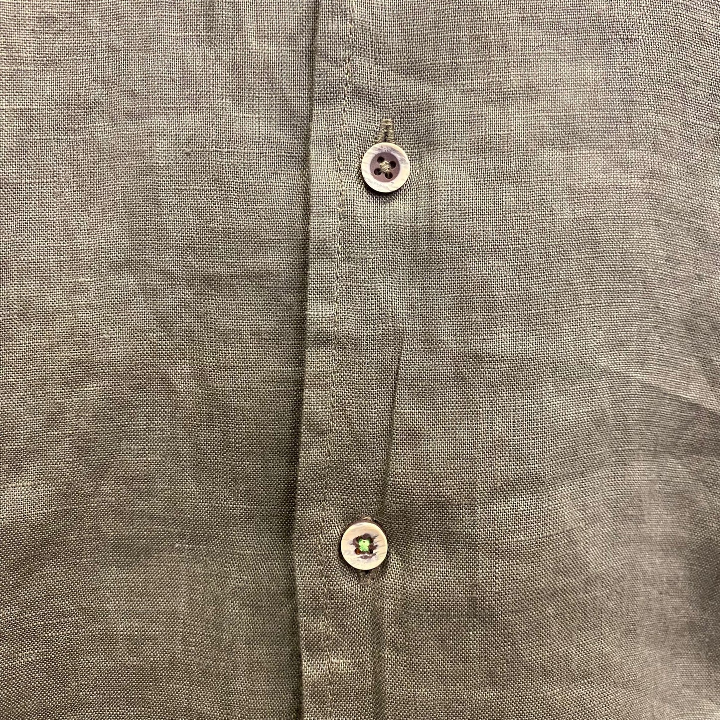 Trez camicia manica corta da uomo in lino con collo careano Comix M47655 143 verde oliva