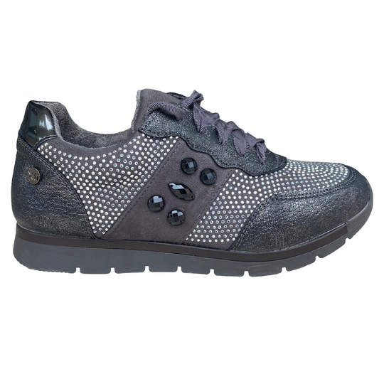 XTI scarpa sneakers junior con tomaia in camoscio e strass Zapato 55763 grigio