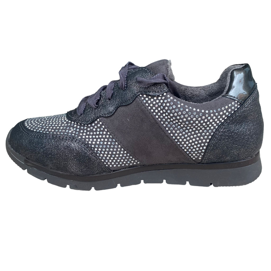 XTI scarpa sneakers junior con tomaia in camoscio e strass Zapato 55763 grigio