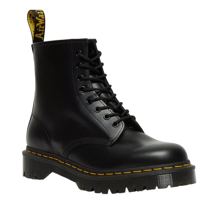 Dr. Martens 1460 BEX Smooth Anfibio Platform Nero 25345001 - Suola Alta Chunky 8 Occhielli