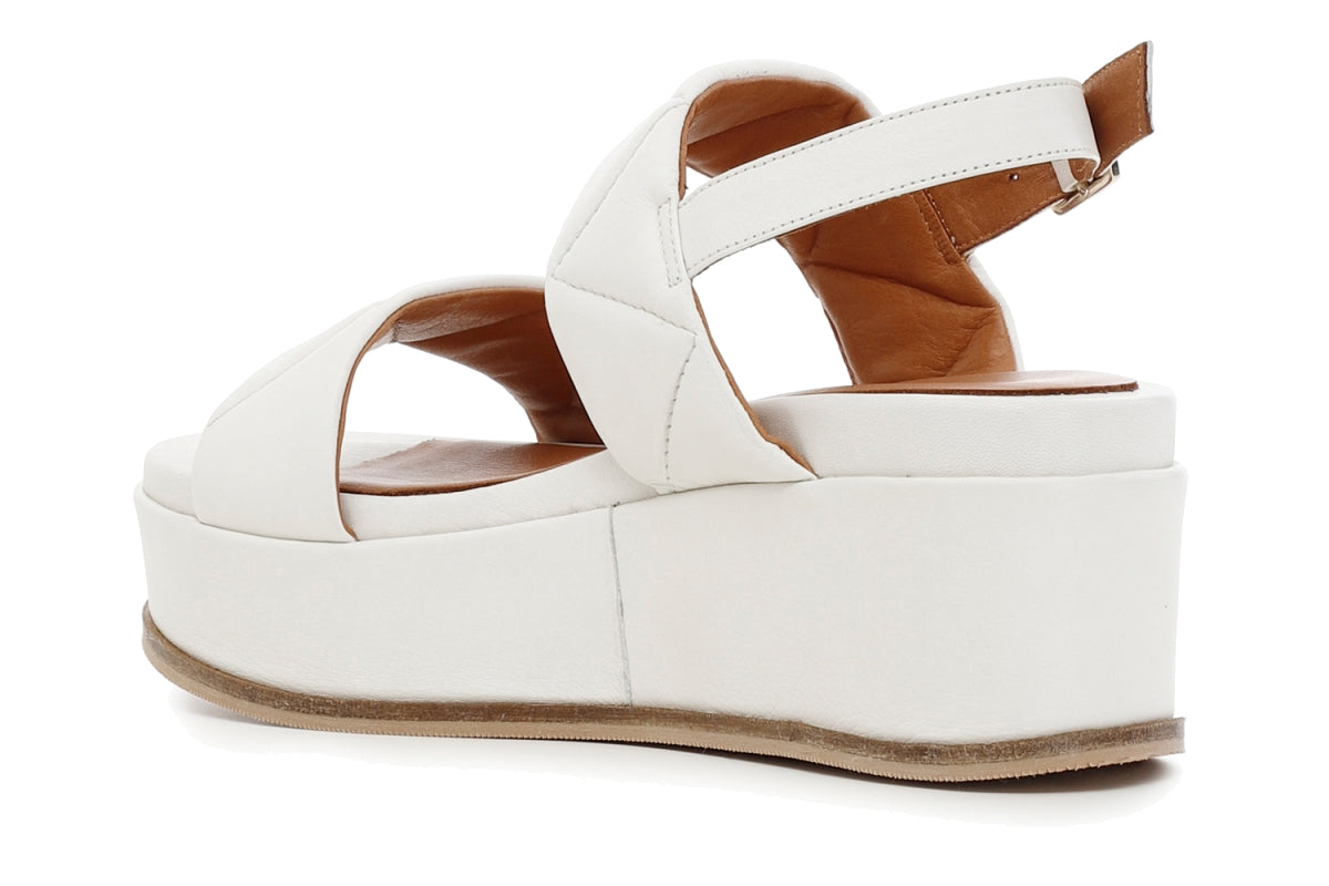 CafèNoir Sandalo da donna con zeppa  trapuntati in pelle C1HC1210 W026 crema