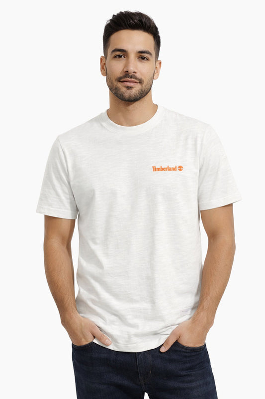 Timberland T-shirt manica corta da uomo con stampa Fishing TB0A5MPG 100 bianca