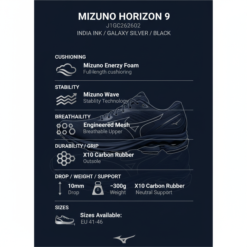 Mizuno Scarpa Running Uomo Horizon 9 Blu Notte - J1GC262602