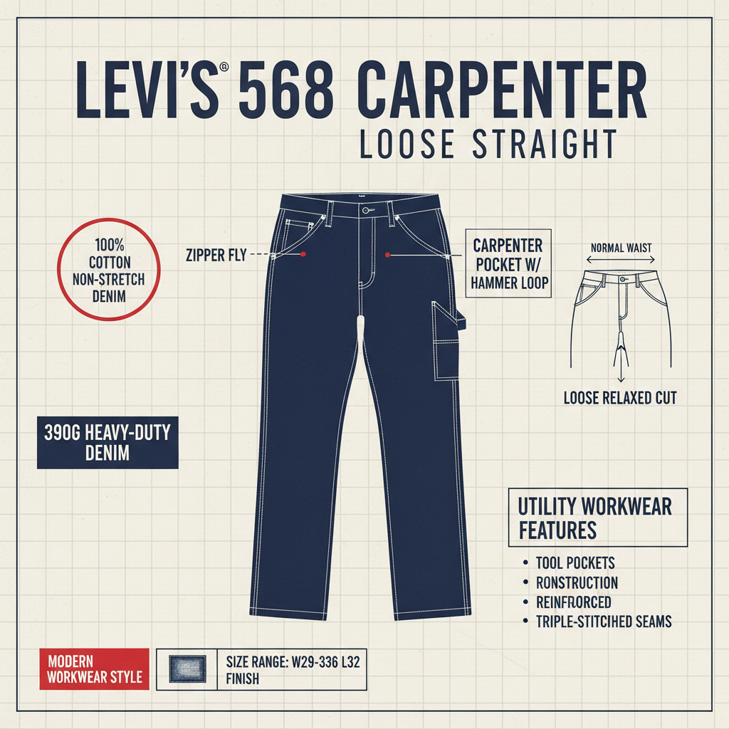 Levi's Jeans 568 Carpenter Loose Straight 558490033 Medium Indigo Blu Uomo