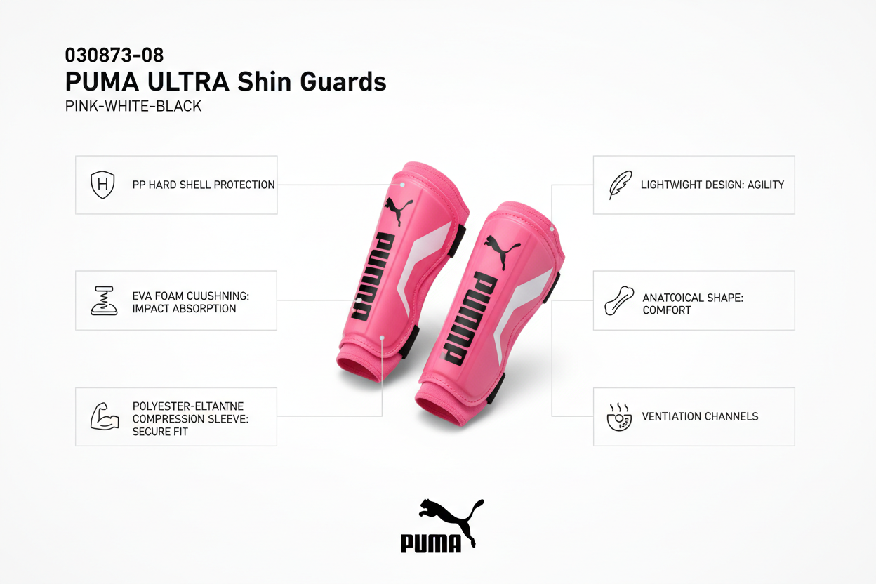 Puma Ultra 030873-08 Pink-White-Black Football Shin Guards