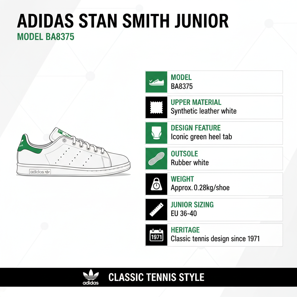Adidas Originals scarpa sneakers per ragazzi Stan Smith BA8375 bianco-verde
