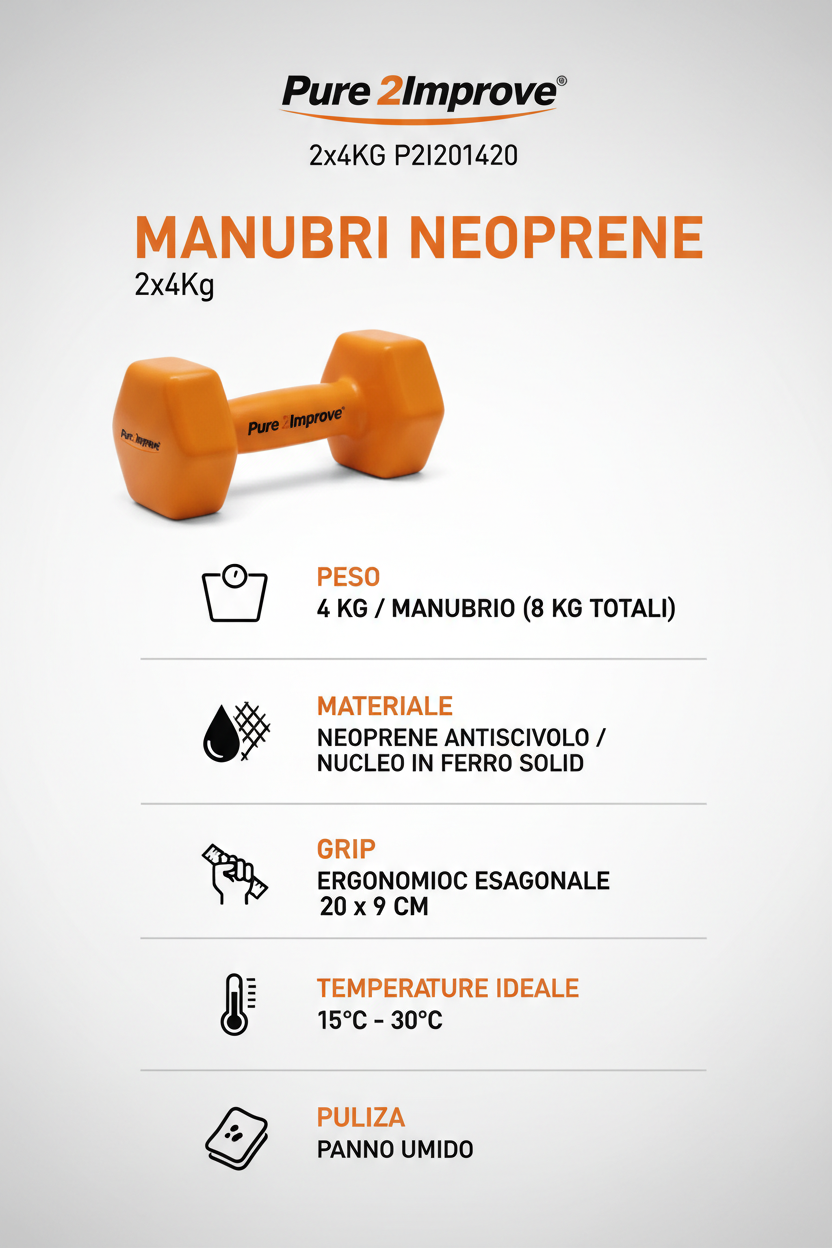 2Improve Neoprene Dumbbells 2x4kg P2I201420 Orange