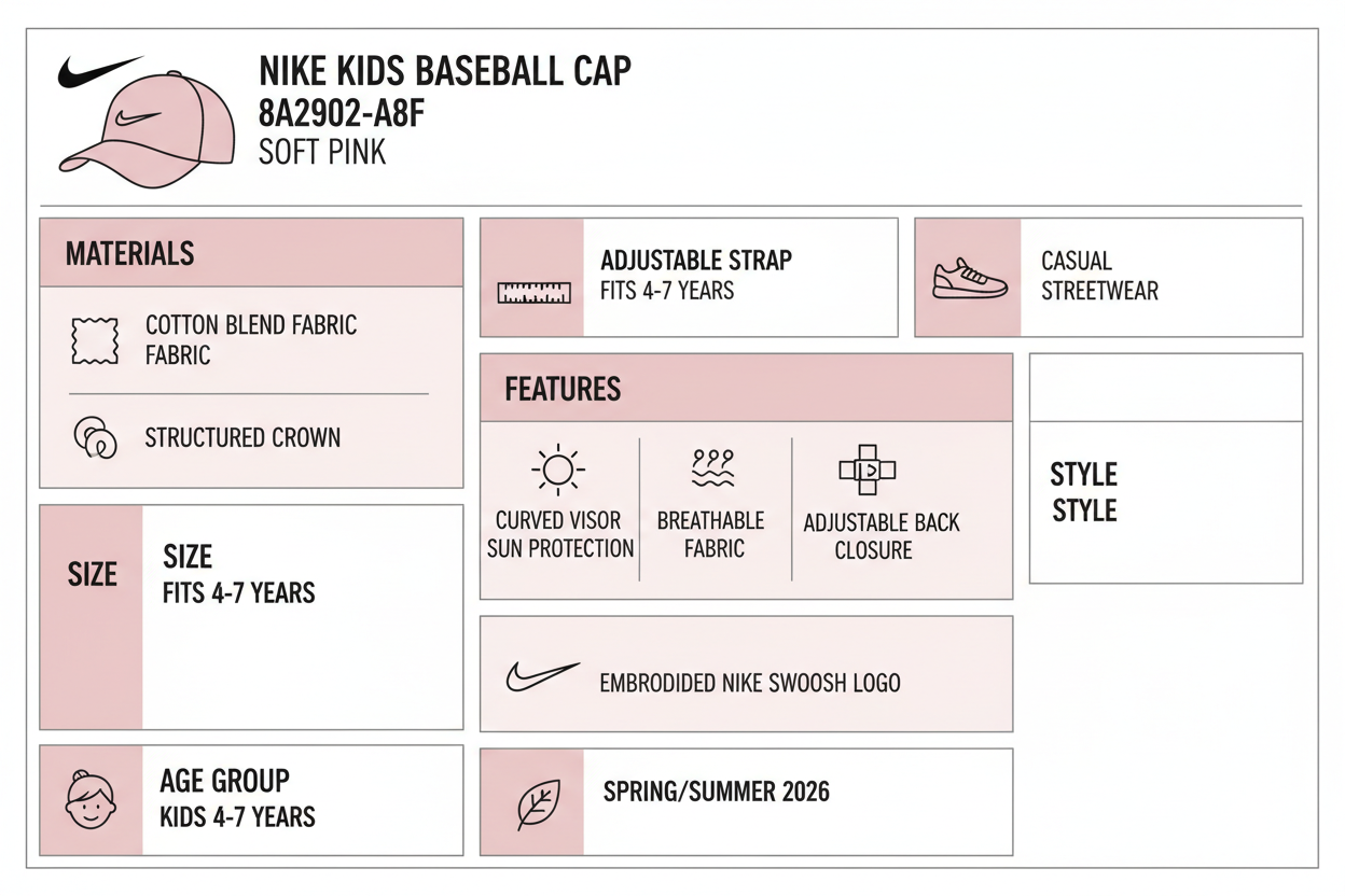 Nike Berretto Visiera Bambina 8A2902-A8F Rosa