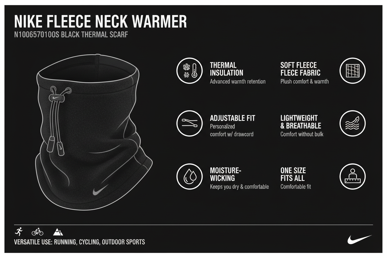 Nike Fascia scaldacollo termico in pile Fleece Neck Warmer N1000657010OS nero