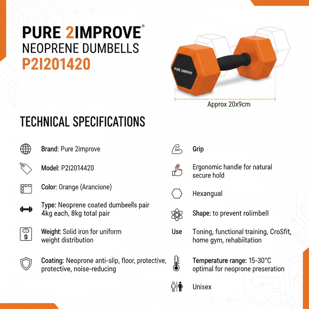 2Improve Neoprene Dumbbells 2x4kg P2I201420 Orange