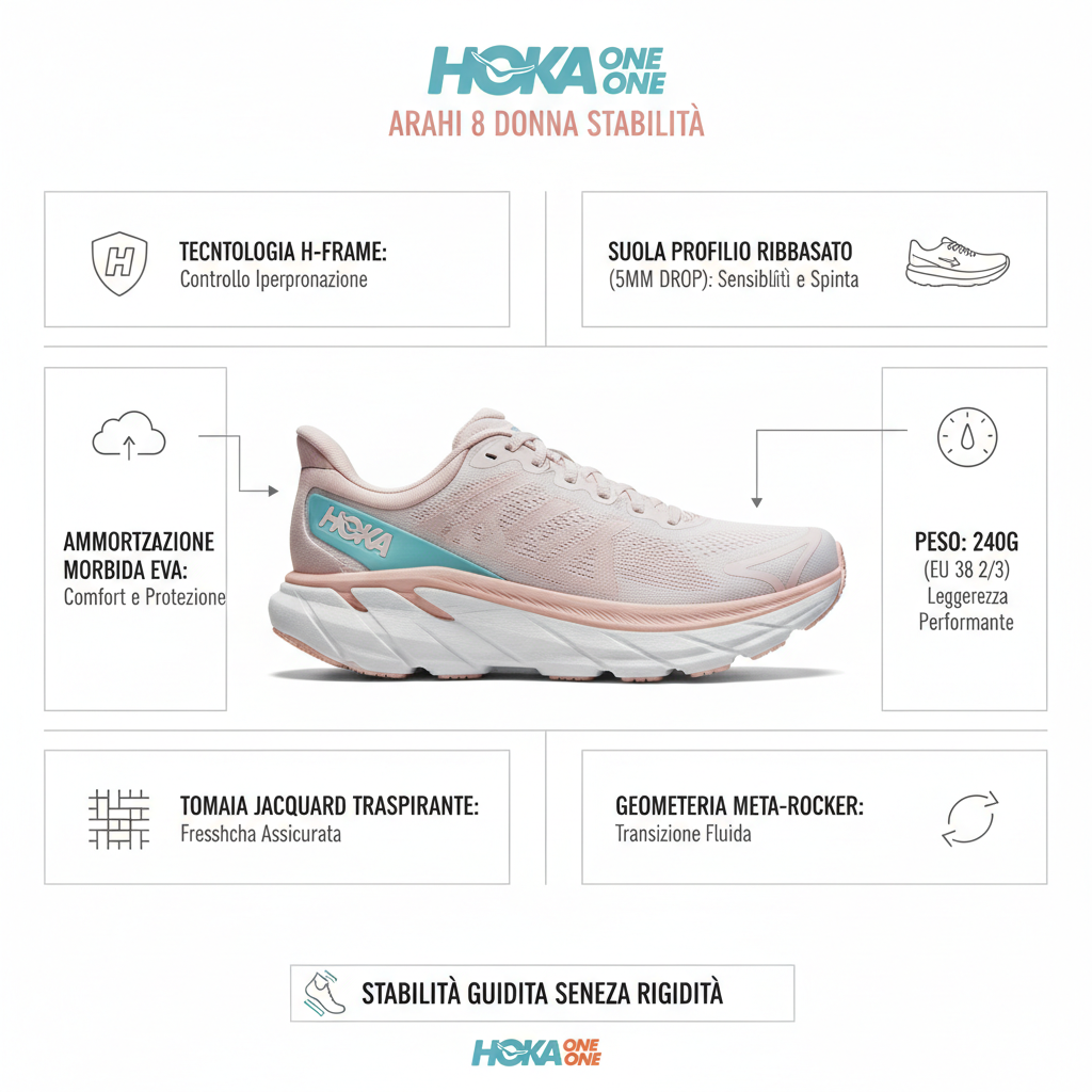 Hoka One One Arahi 8 1168691-RCRM Women's Stability Running Shoes Pink