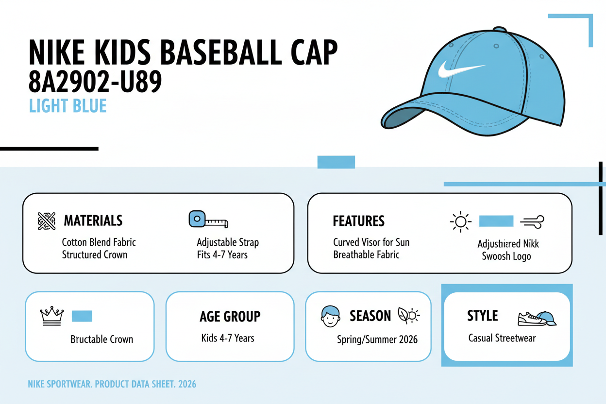Nike Berretto Visiera Bambino 8A2902-U89 Azzurro
