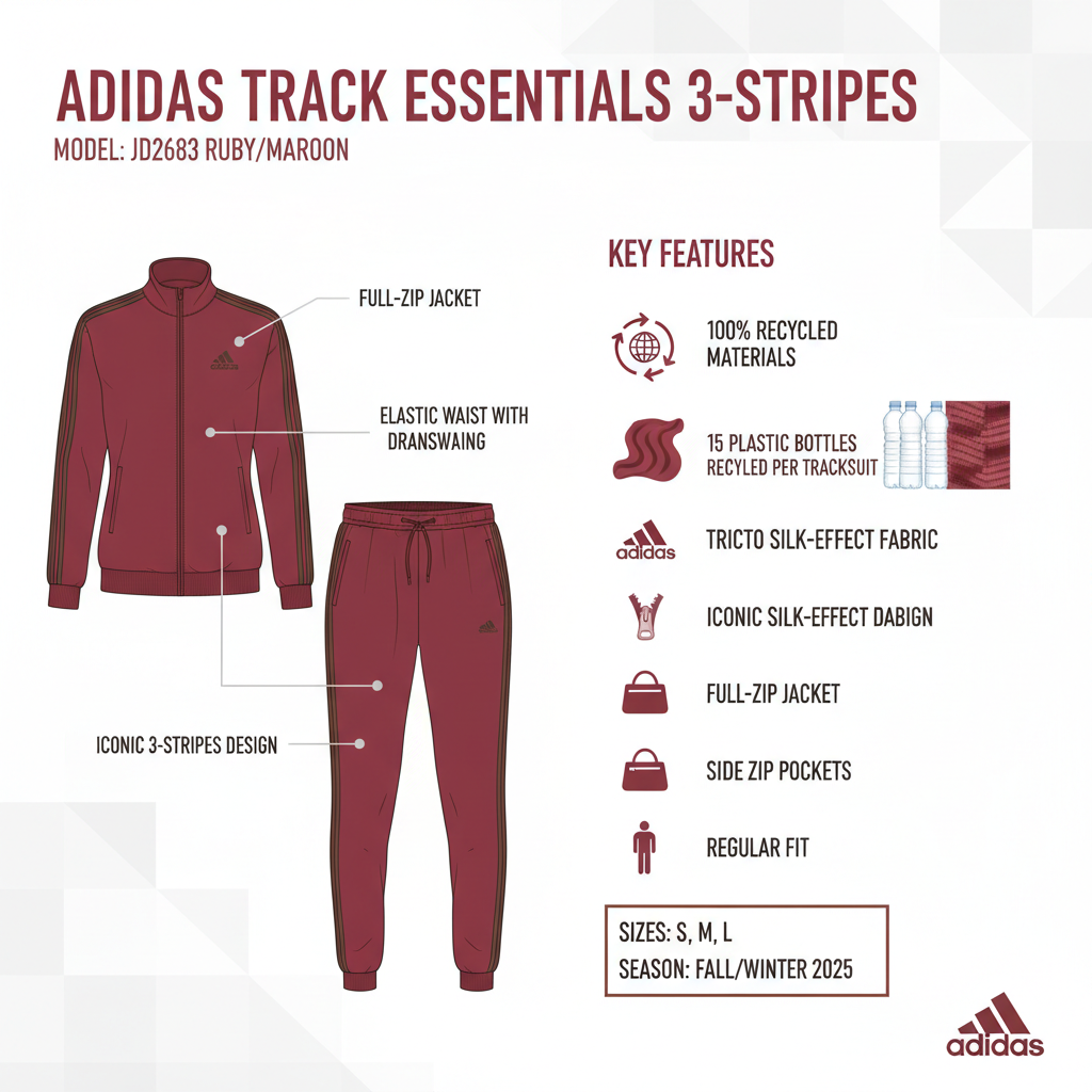 Adidas Women's Tracksuit Essentials 3-Stripes JD2683 Ruby