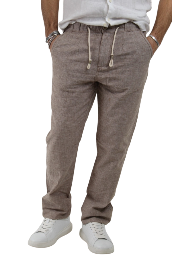 Trez pantalone casual da uomo in lino Poly 2233 M46439 737 light brown