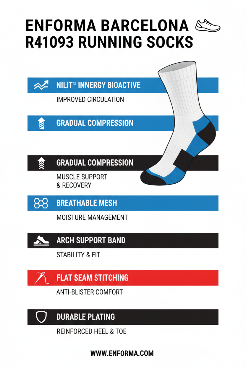 Enforma Running Socks Barcelona R41093 White Black Compression