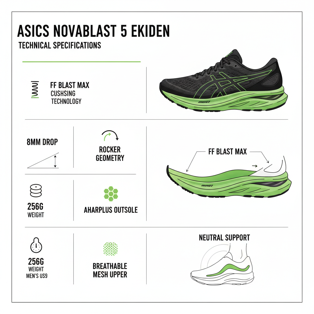 Asics Novablast 5 Ekiden Scarpa Running Uomo Verde Nero - 1011C224-300