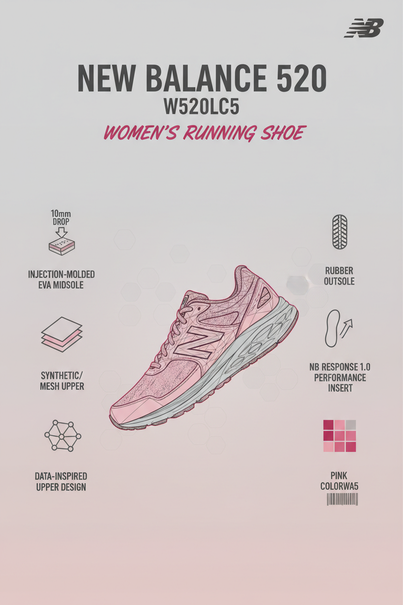 New Balance 520 W520LC5 Pink Women's Running Shoes