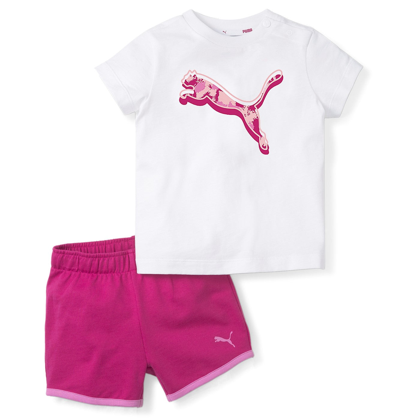 Puma completo da bambina maglietta e pantaloncino Minicats Alpha Short Set 847321-02 bianco