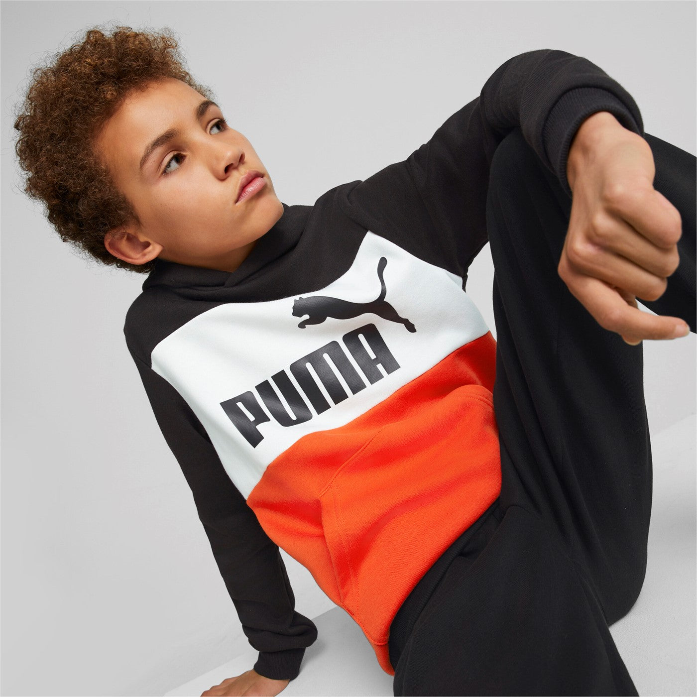 Puma Boy's Colorblock Hoodie Tr B 849082 57 black-warm earth-white