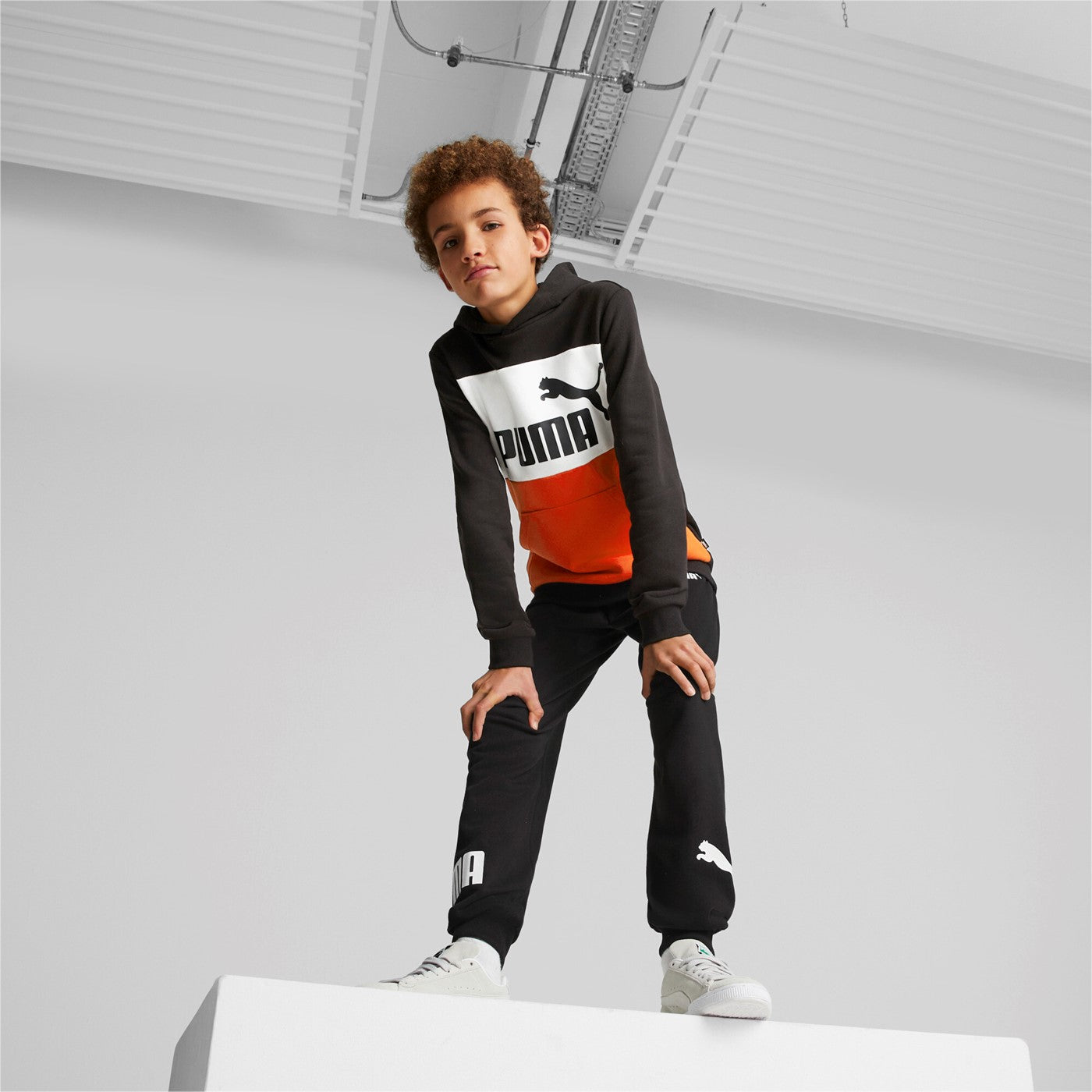 Puma Boy's Colorblock Hoodie Tr B 849082 57 black-warm earth-white