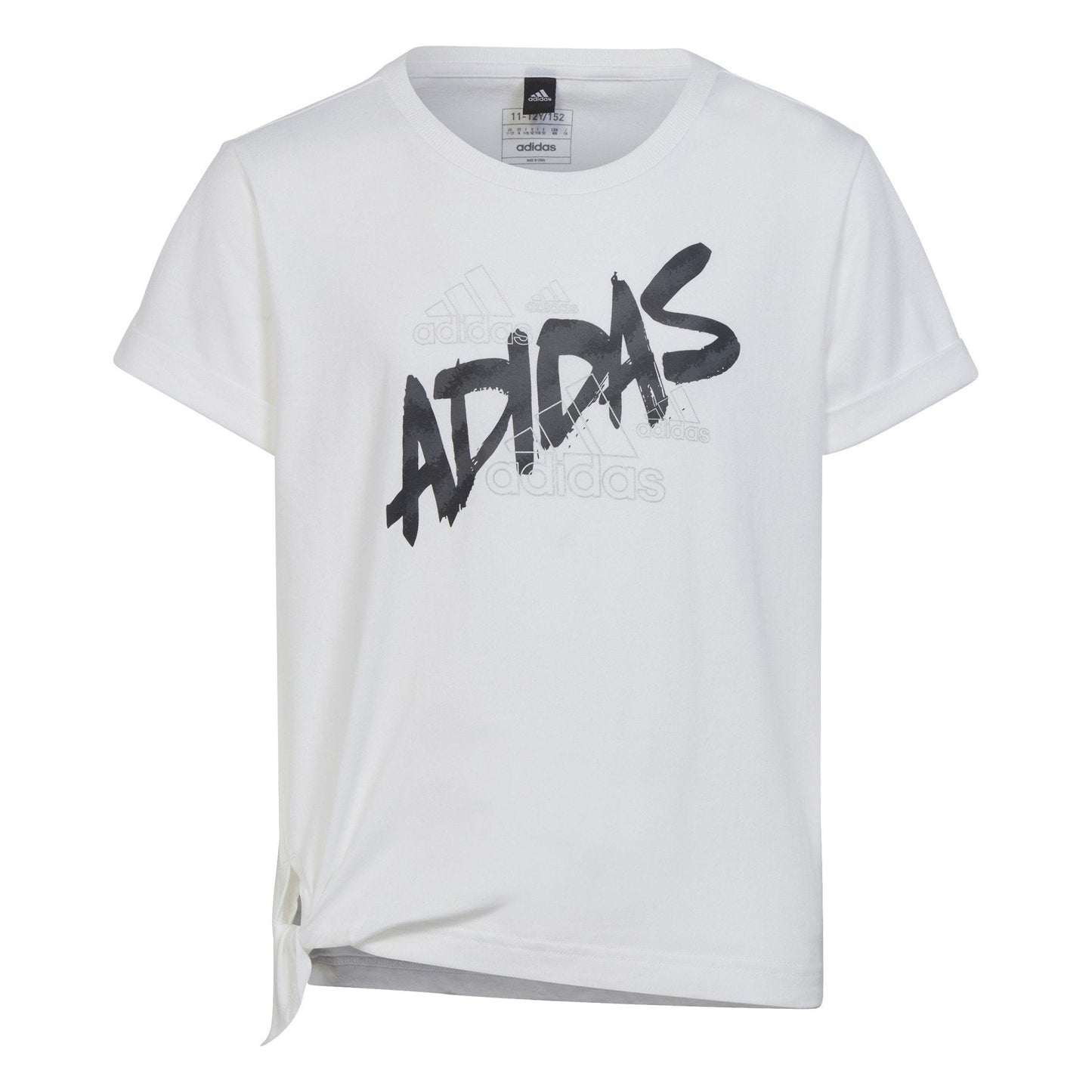 Adidas Girl's Short Sleeve Cotton T-shirt with Side Knot HR5818 white
